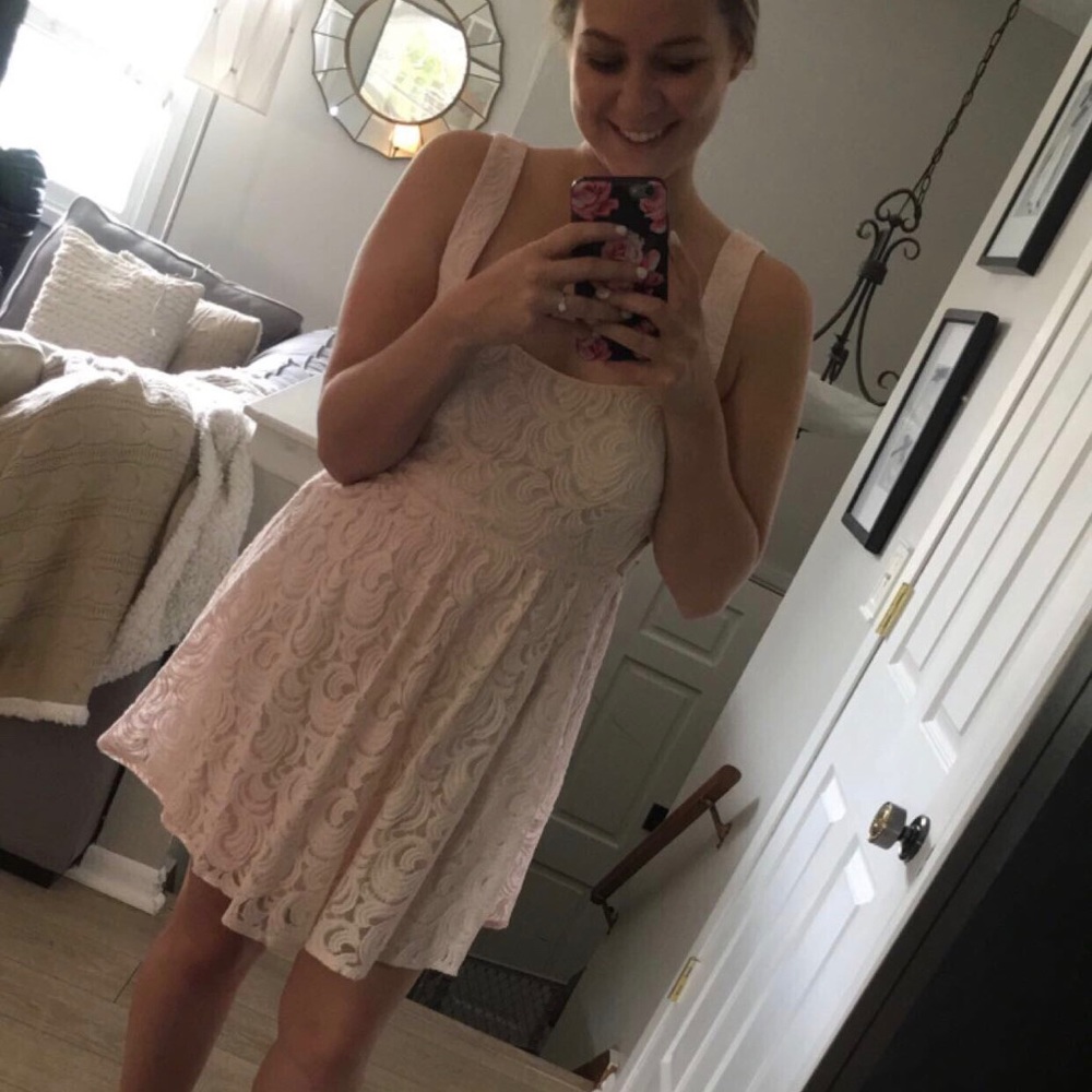 Free People blush lace dress open back size 6